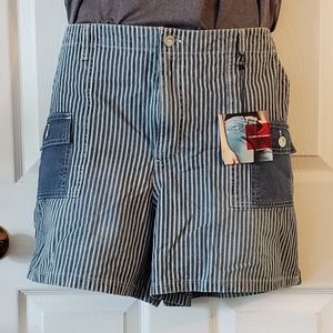 Plus Size Striped Denim Shorts